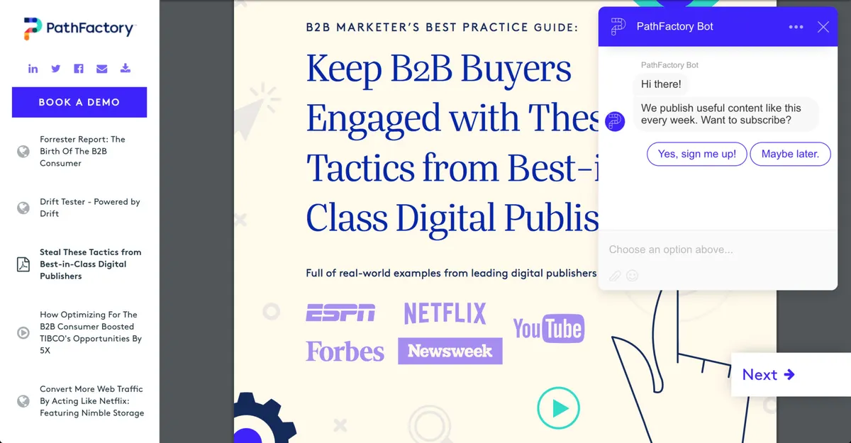 Notre avis sur PathFactory : un logiciel d'engagement client (customer engagement) à découvrir Notre avis sur PathFactory : un logiciel d'engagement client (customer engagement) à découvrir