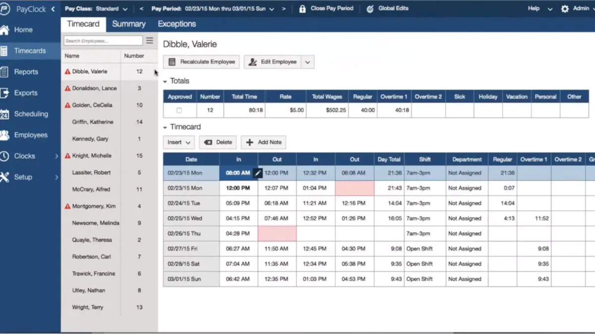 Interface PayClock Online: fonctionnalités, prix, alternatives