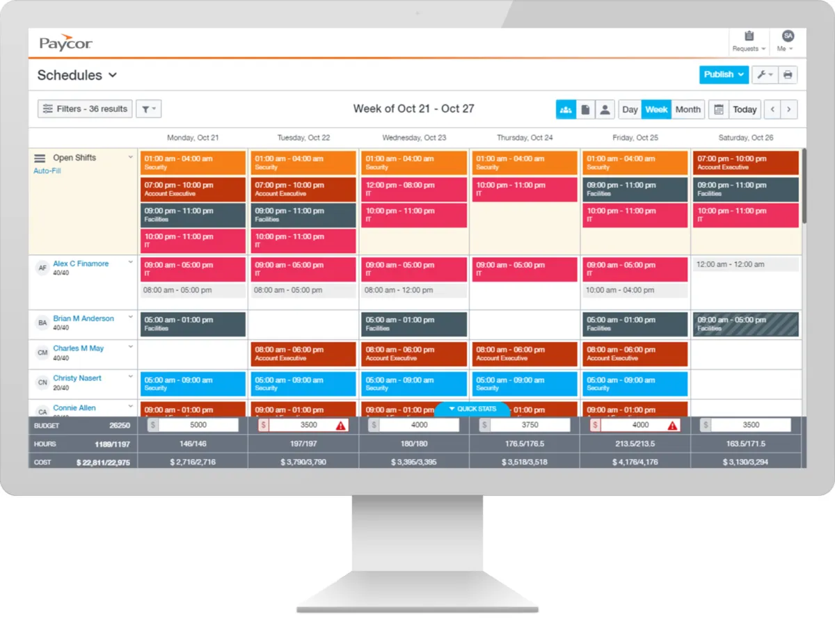 Interface Paycor: fonctionnalités, prix, alternatives