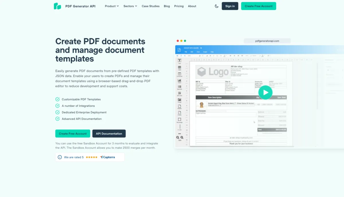 Notre avis sur PDF Generator API : un éditeur PDF à découvrir