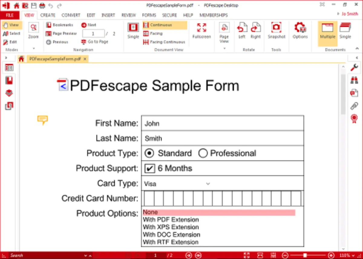 Interface PDFescape: fonctionnalités, prix, alternatives
