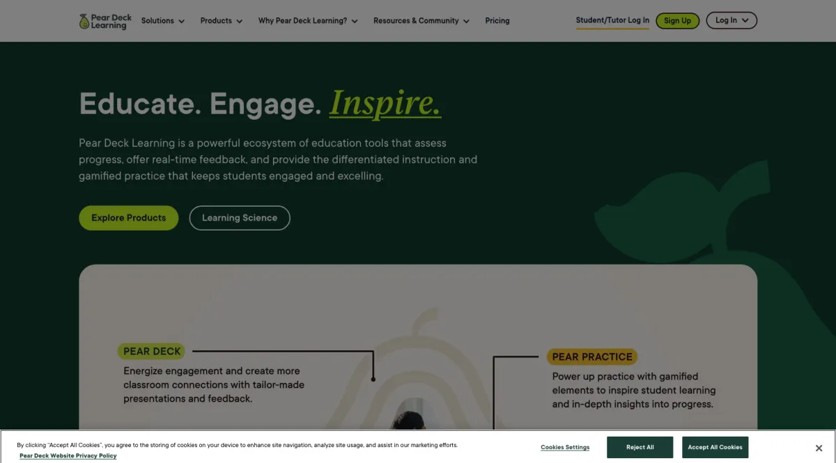Interface Pear Deck : fonctionnalités, prix, alternatives