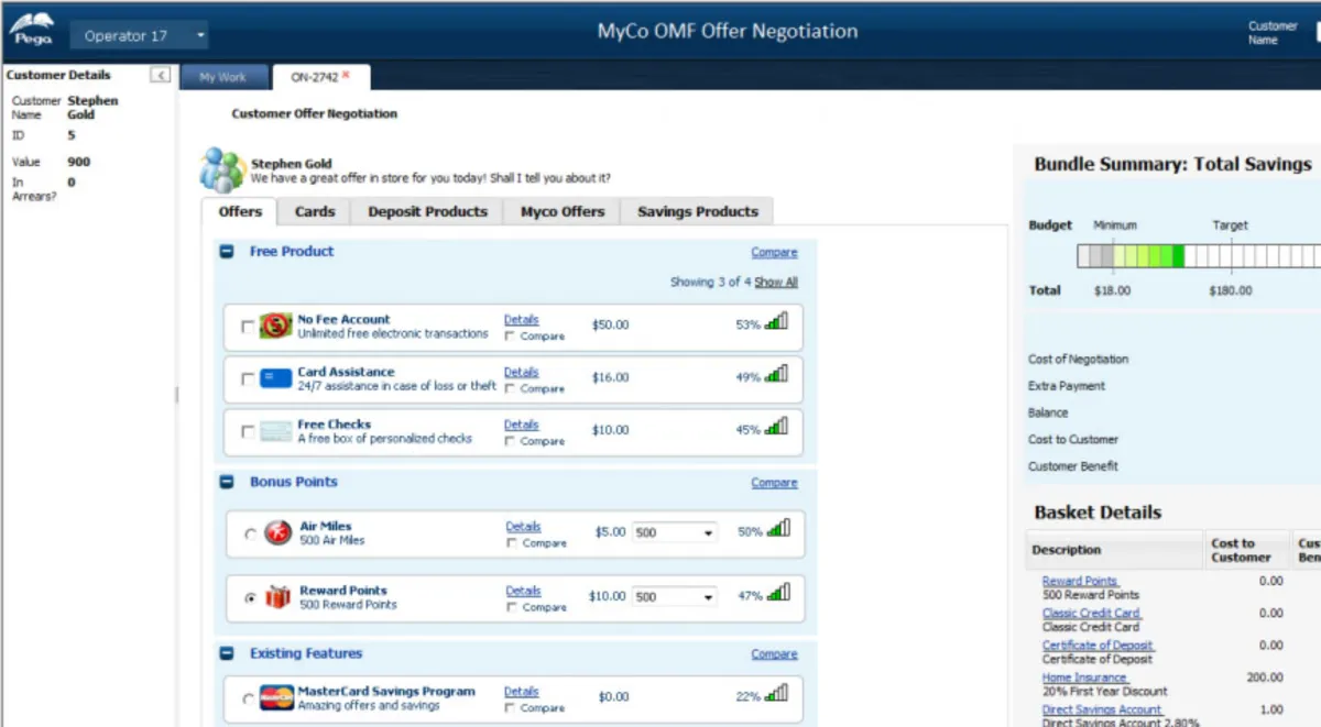 Interface Pega CRM: fonctionnalités, prix, alternatives