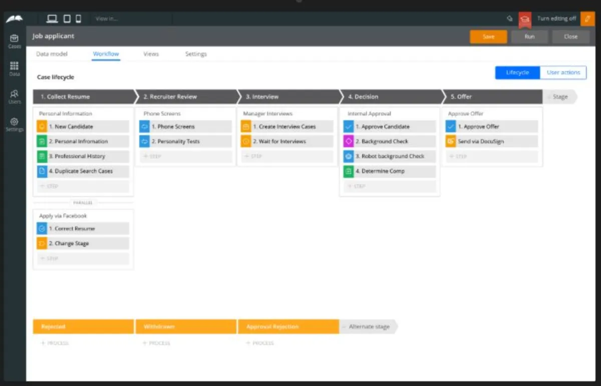 Interface Pega Customer Service: fonctionnalités, prix, alternatives