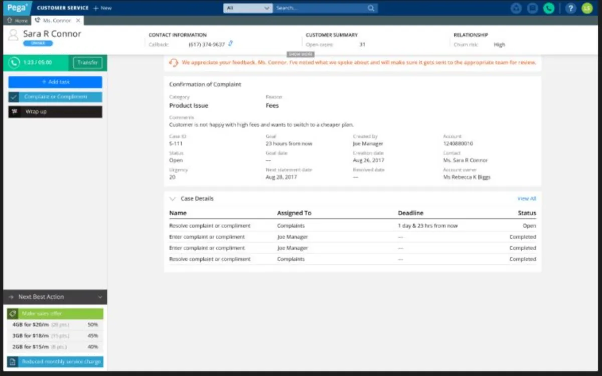 Notre avis sur Pega Customer Service : un logiciel de service client (assistance / support / SAV) à découvrir
