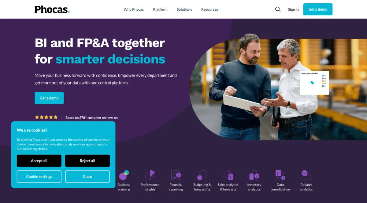 Interface Phocas Business Intelligence : fonctionnalités, prix, alternatives