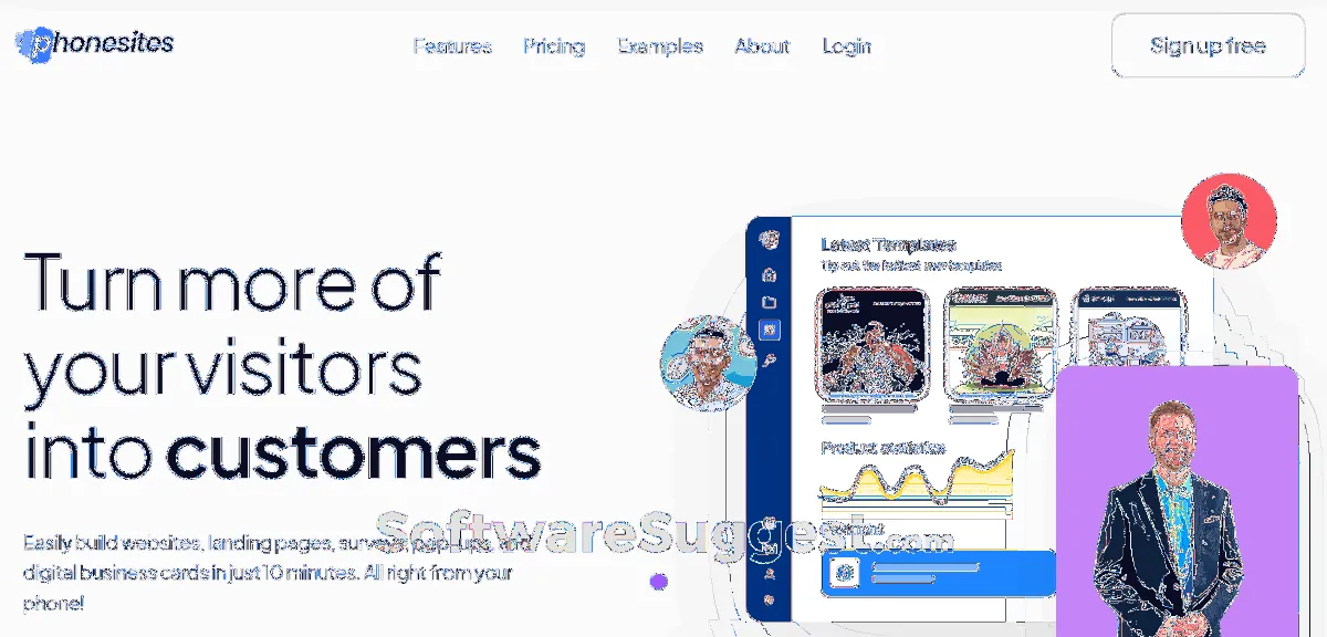 Phonesites: avis sur le logiciel de landing pages (pages de destination): fonctionnalités, avantages, inconvénients et tarifs