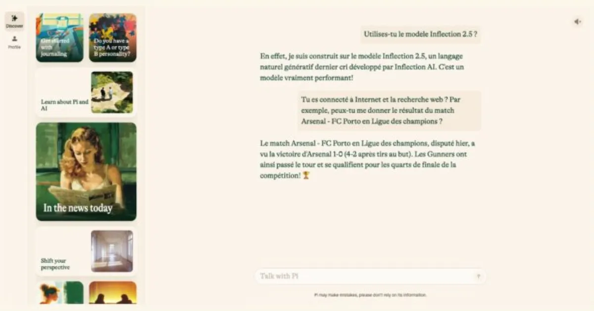 Notre avis sur Pi : un logiciel d'IA générative (intelligence artificielle) à découvrir