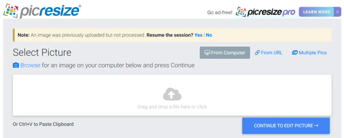 Interface PicResize: image, ergonomie, alternatives Interface PicResize: image, ergonomie, alternatives
