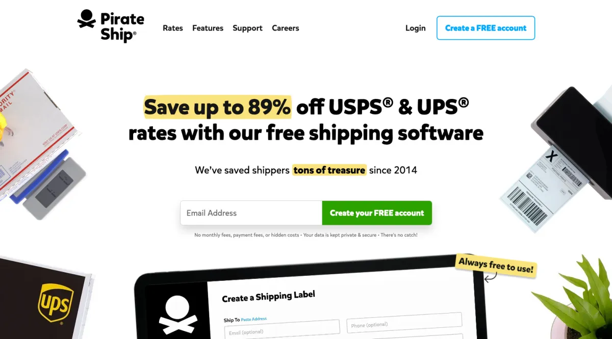 Interface Pirate Ship : fonctionnalités, prix, alternatives