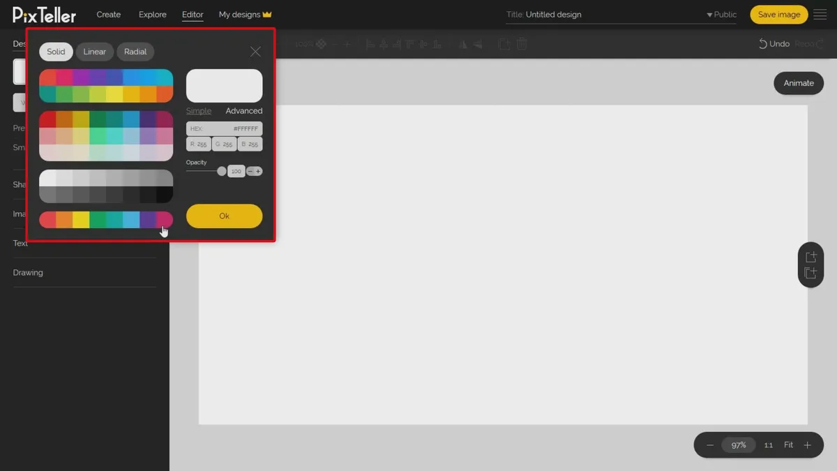 Interface Pixteller: image, ergonomie, alternatives Interface Pixteller: image, ergonomie, alternatives