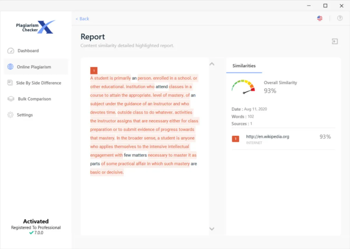 Interface Plagiarism Checker X: fonctionnalités, prix, alternatives Interface Plagiarism Checker X: fonctionnalités, prix, alternatives