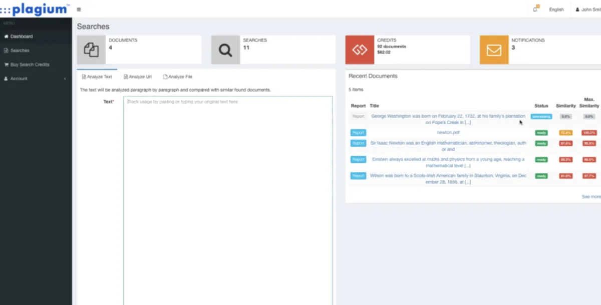 Interface Plagium: fonctionnalités, prix, alternatives