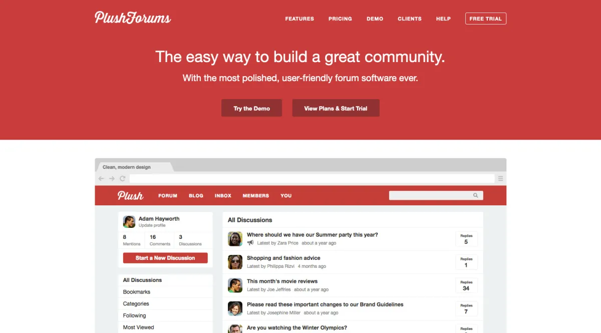 Interface PlushForums : fonctionnalités, prix, alternatives