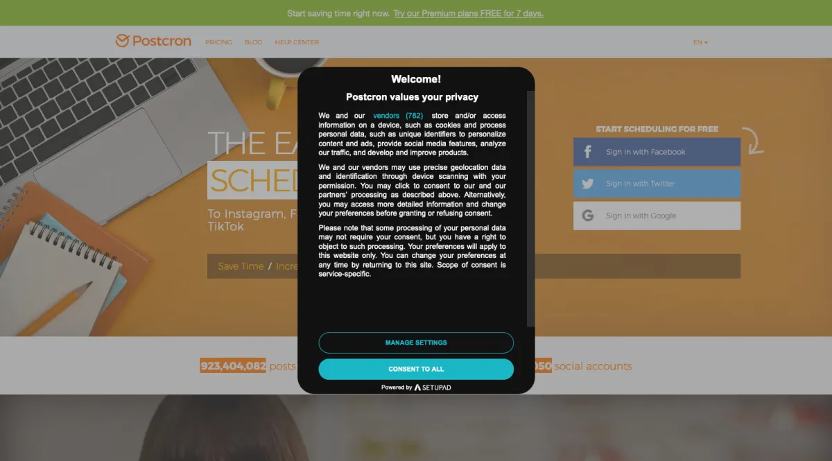 Interface Postcron : fonctionnalités, prix, alternatives