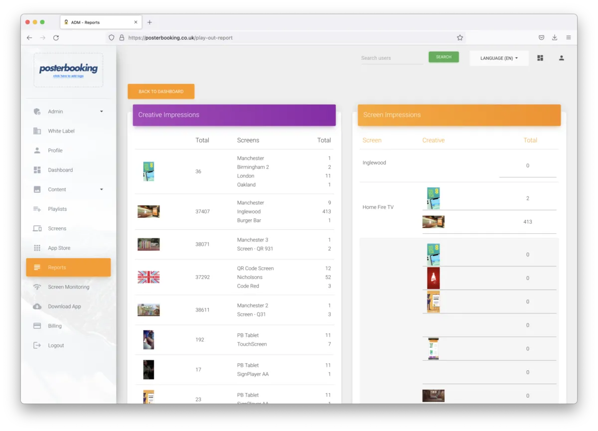 Interface PosterBooking: fonctionnalités, prix, alternatives