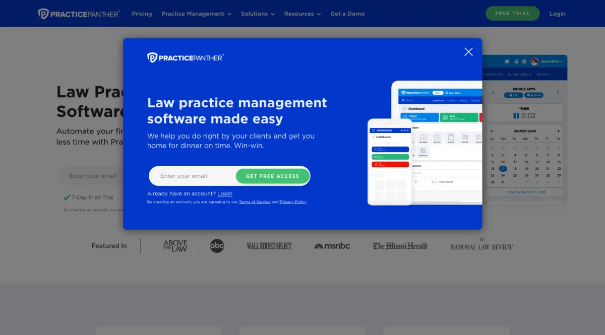 Interface Practicepanther : fonctionnalités, prix, alternatives