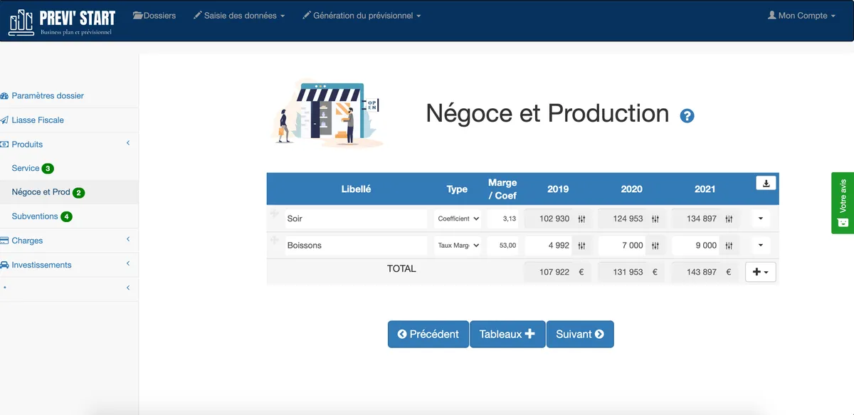 PREVI'START: avis sur le logiciel de business plan: fonctionnalités, avantages, inconvénients et tarifs