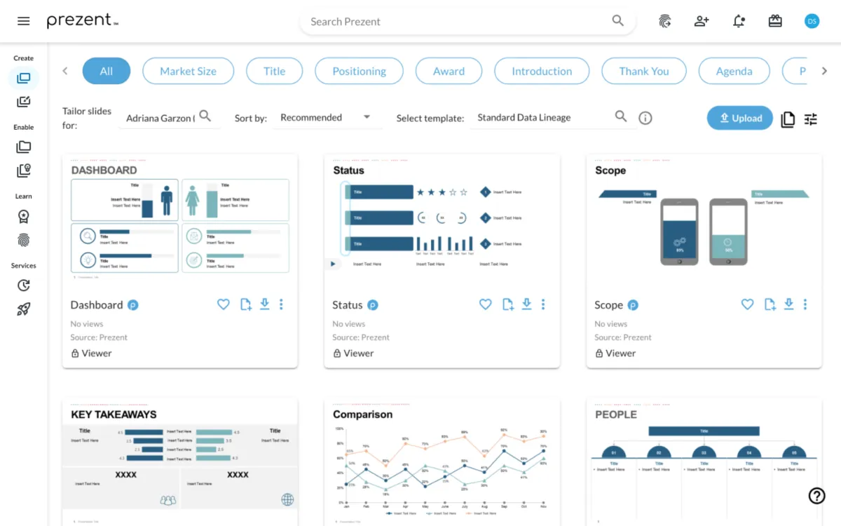 Interface Prezent: fonctionnalités, prix, alternatives