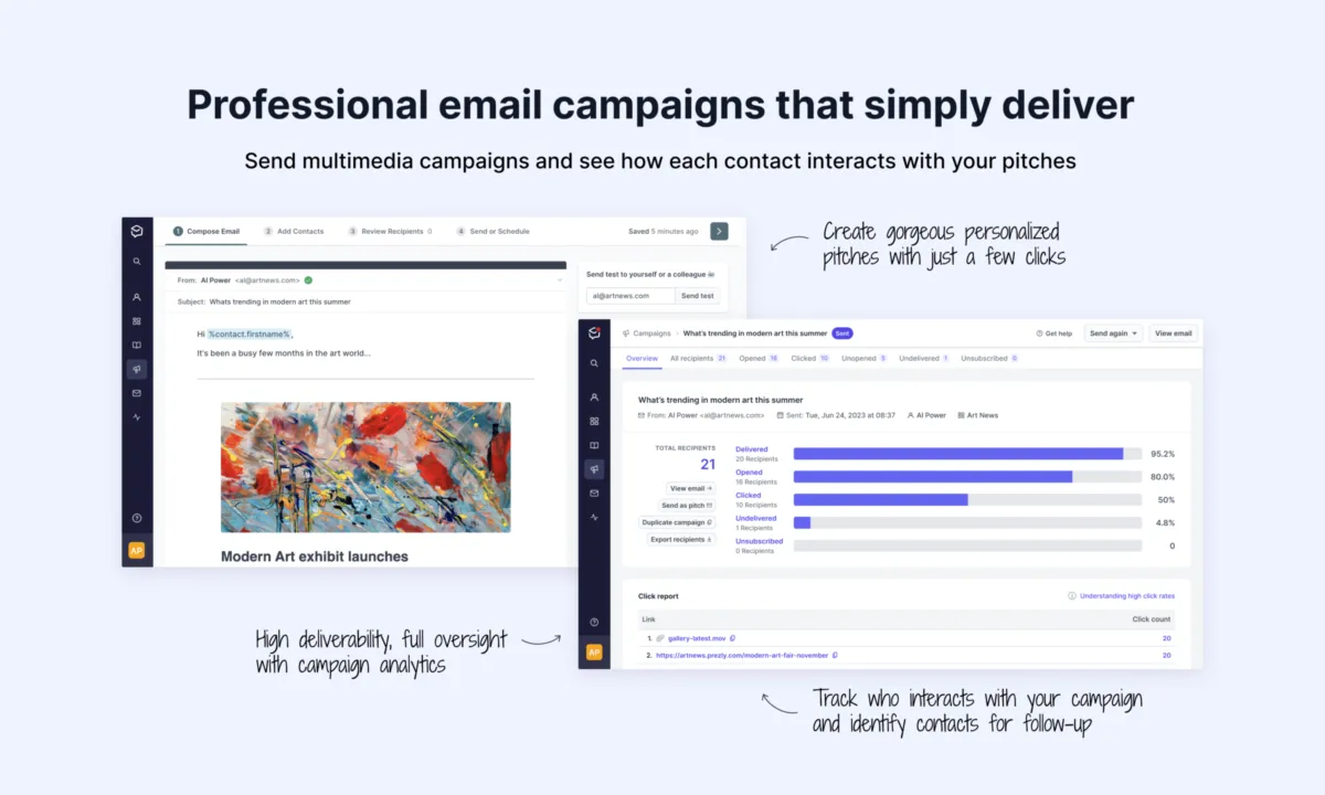Interface Prezly: fonctionnalités, prix, alternatives