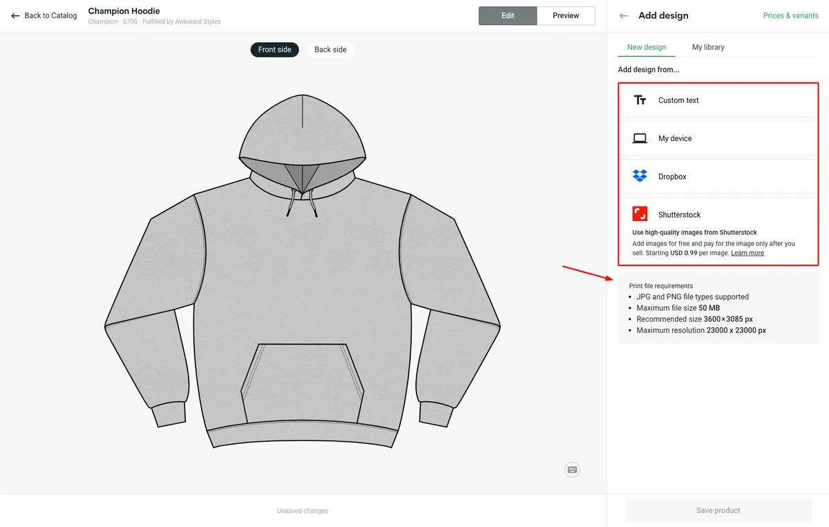 Interface Printify: image, ergonomie, alternatives Interface Printify: image, ergonomie, alternatives