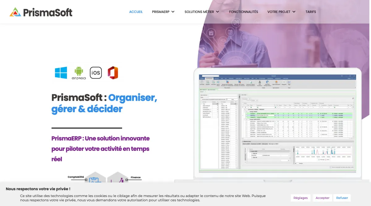 Interface PrismaERP : fonctionnalités, prix, alternatives
