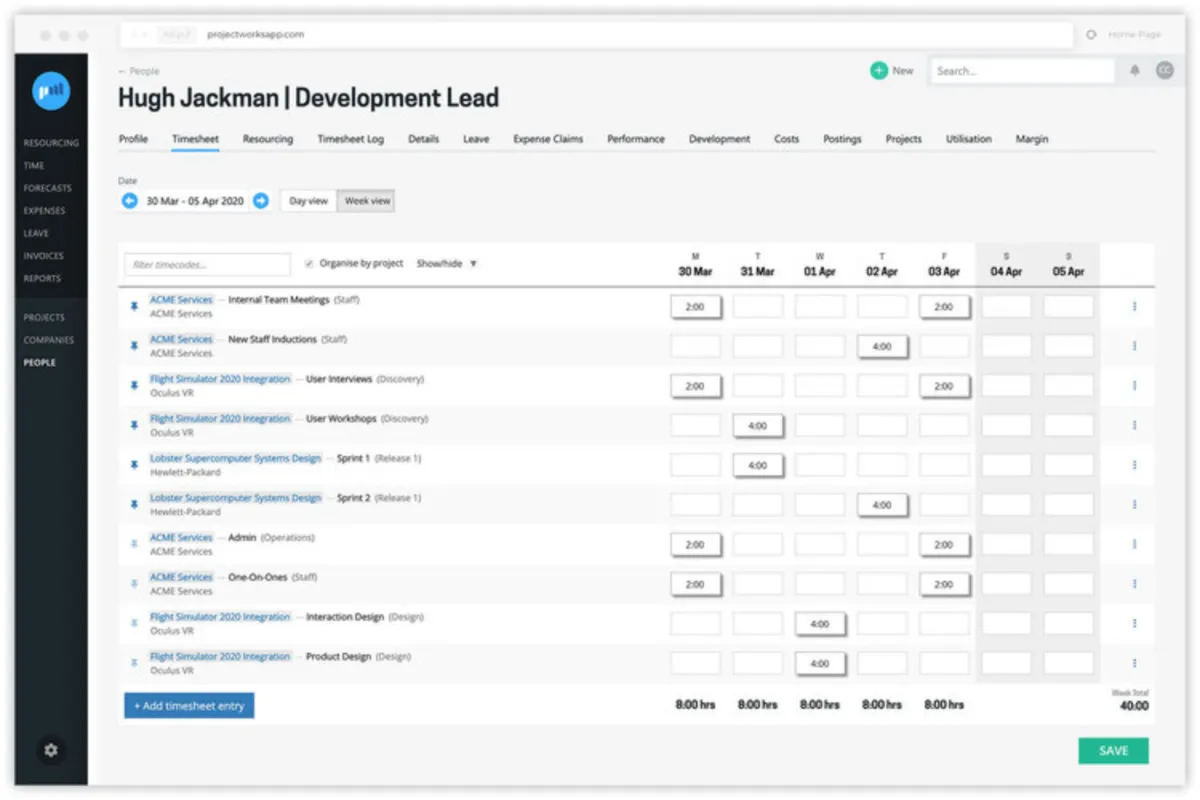 Interface Projectworks: fonctionnalités, prix, alternatives
