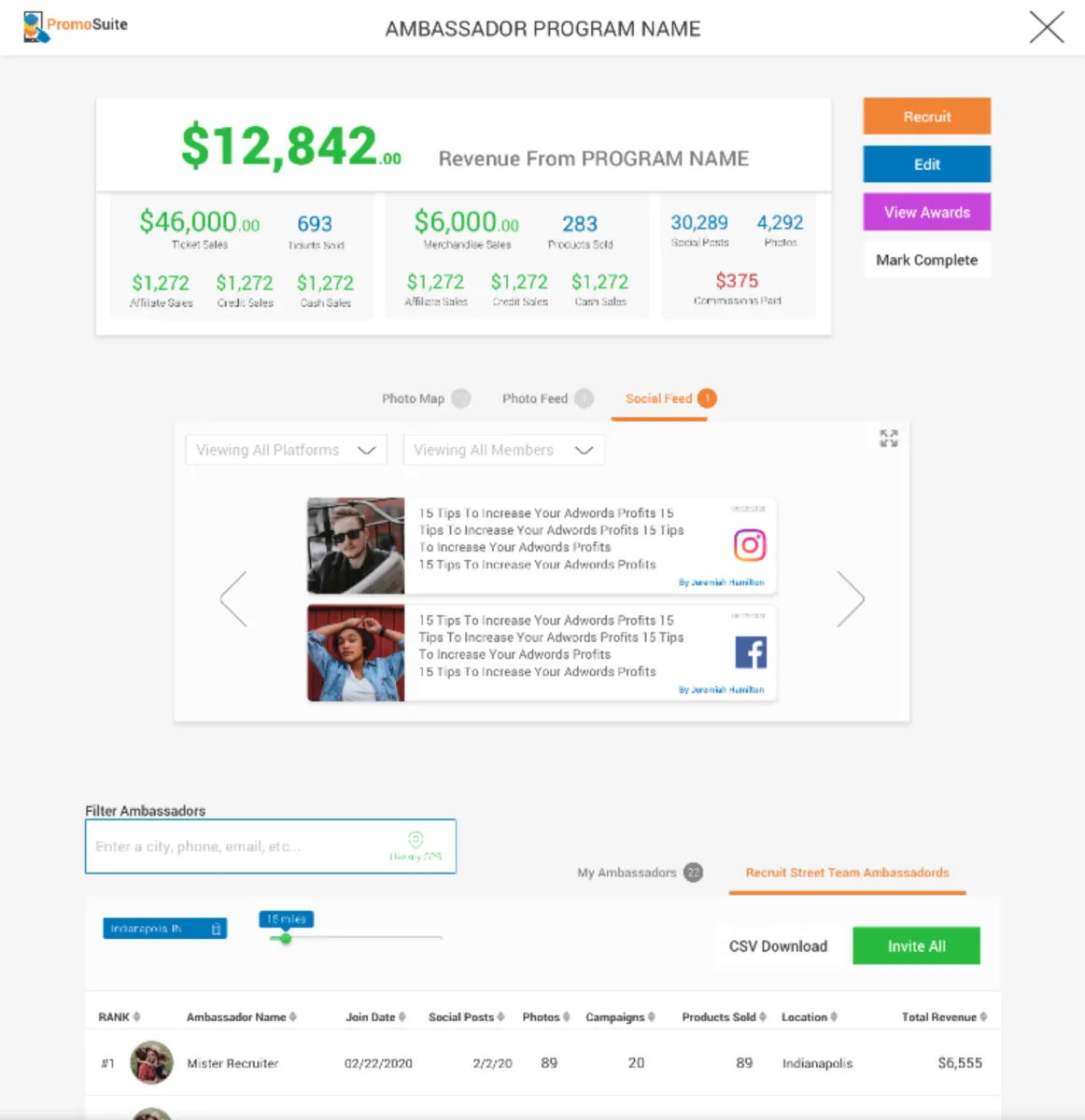 Interface PromoTix: fonctionnalités, prix, alternatives