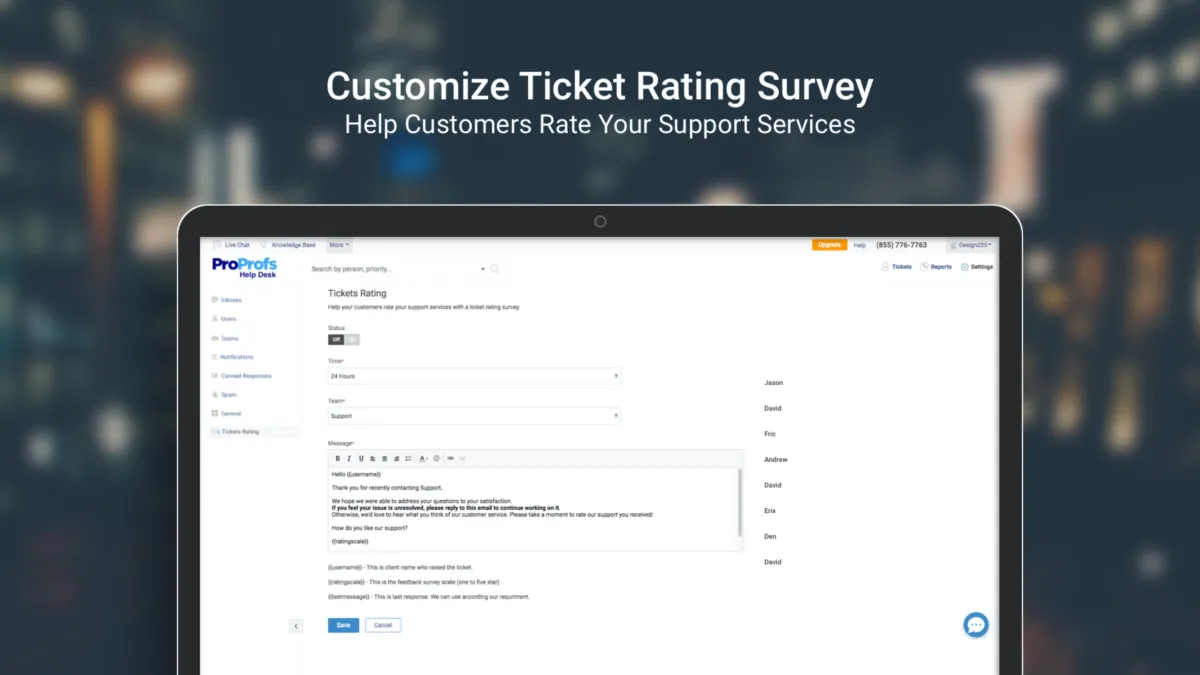 Interface ProProfs Help Desk: fonctionnalités, prix, alternatives