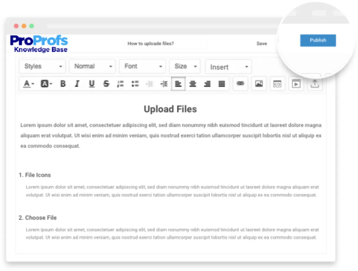 Interface ProProfs Knowledge Base: image, ergonomie, alternatives