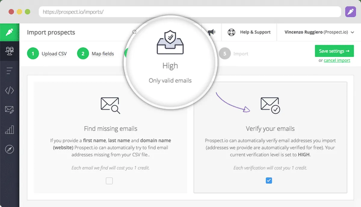 Interface Prospect.io: fonctionnalités, prix, alternatives