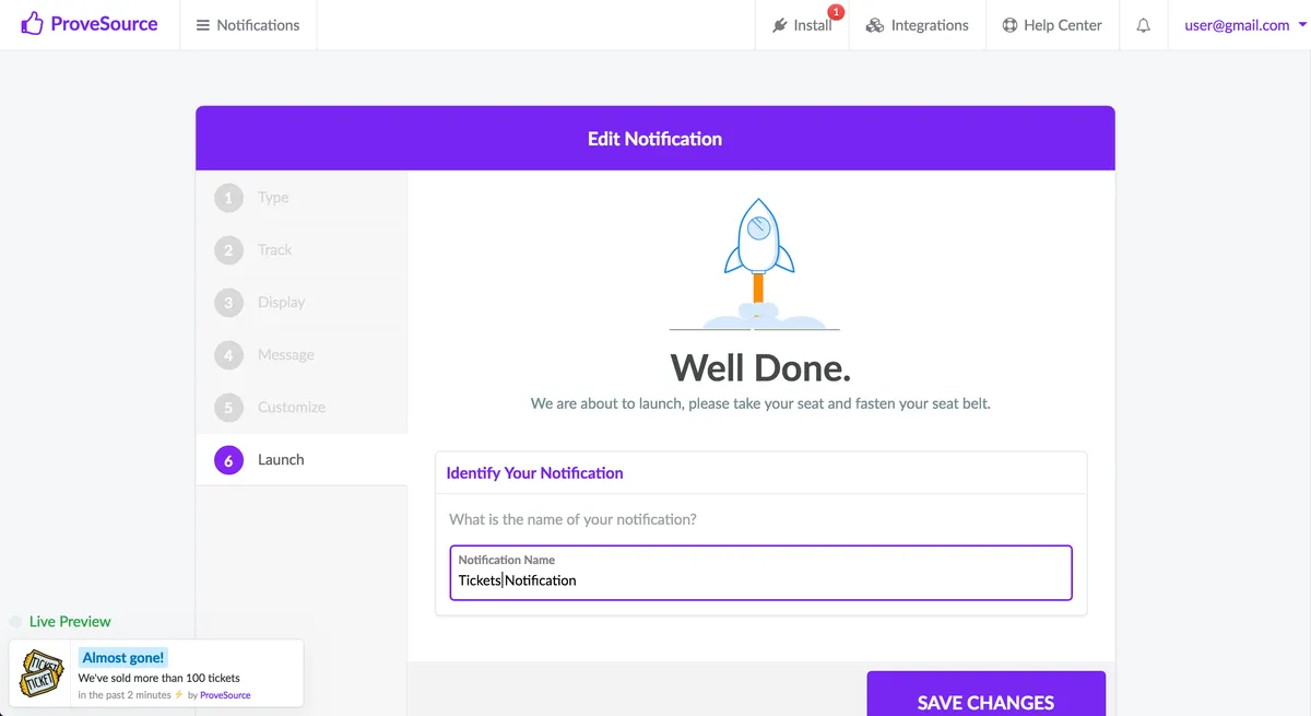 Interface ProveSource: fonctionnalités, prix, alternatives