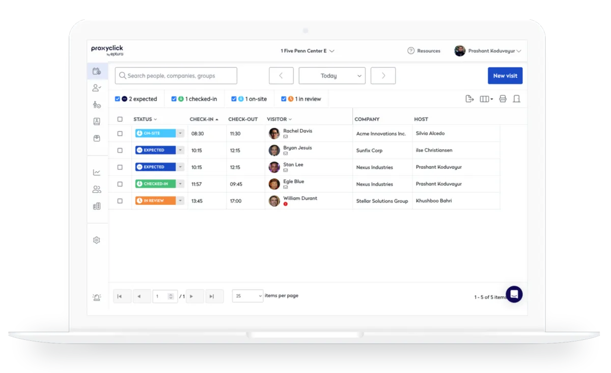Interface Proxyclick: fonctionnalités, prix, alternatives