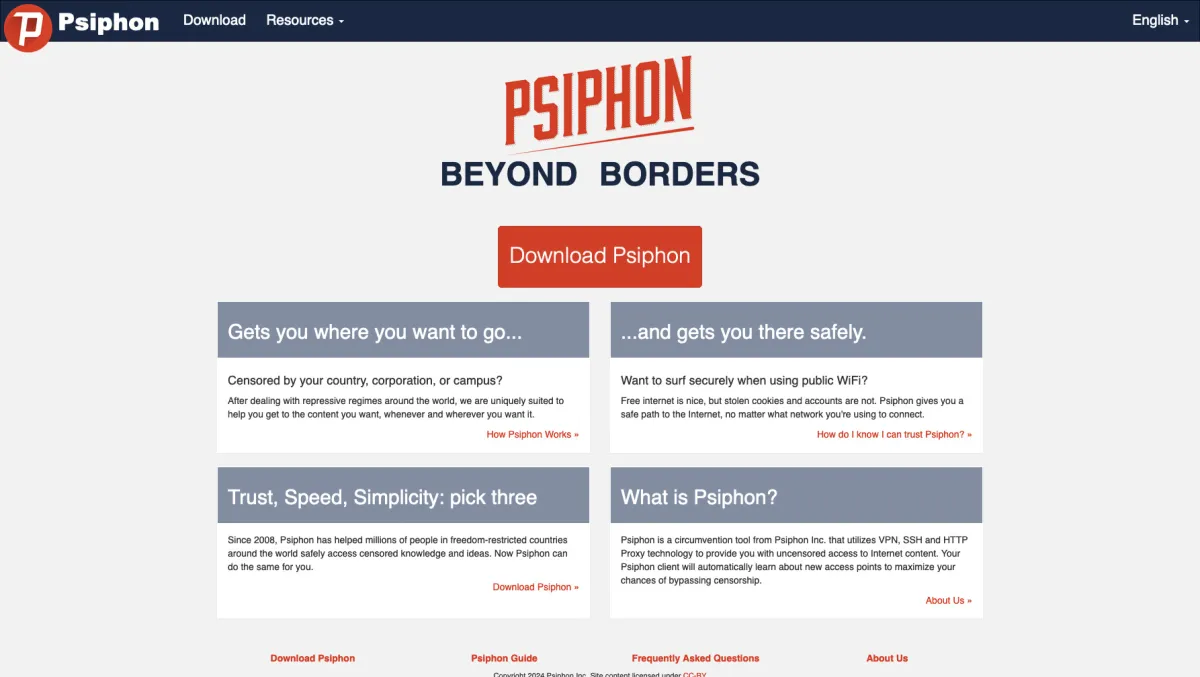 Interface Psiphon : fonctionnalités, prix, alternatives