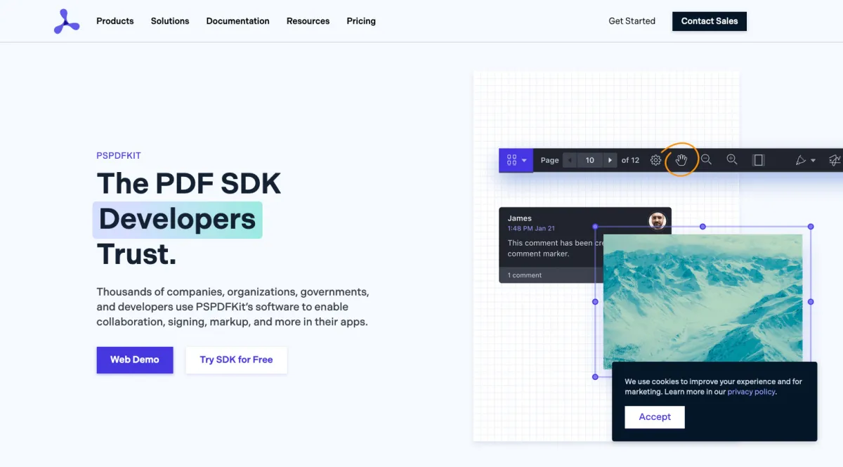 Interface PSPDFKit SDK : fonctionnalités, prix, alternatives
