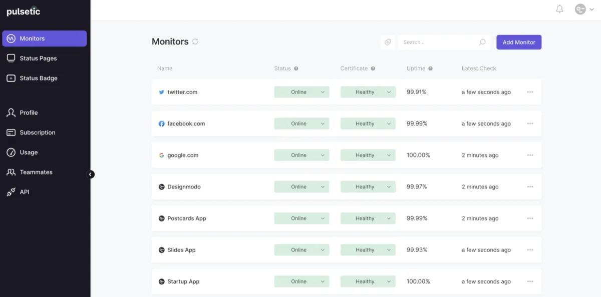 Interface Pulsetic: fonctionnalités, prix, alternatives