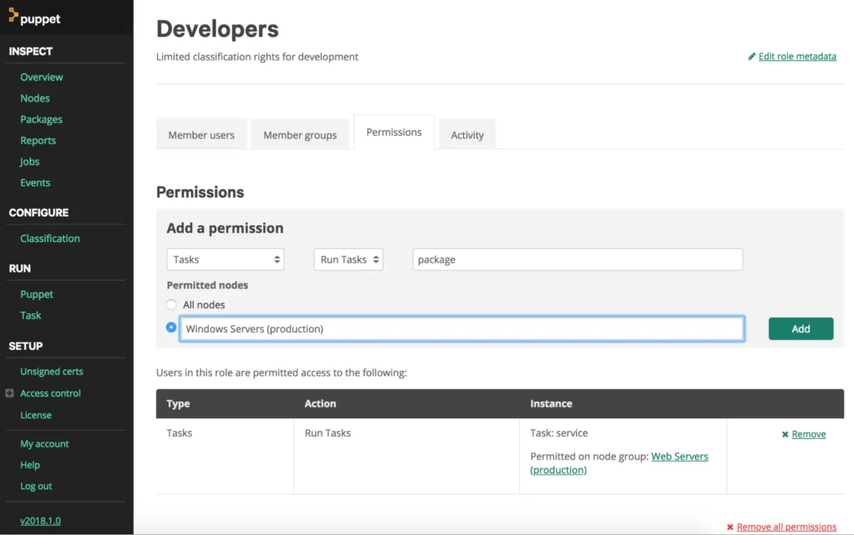 Interface Puppet Enterprise: fonctionnalités, prix, alternatives