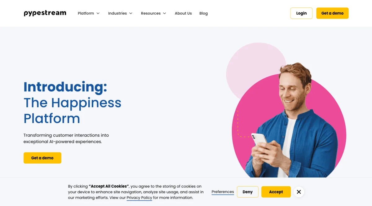 Interface Pypestream : fonctionnalités, prix, alternatives