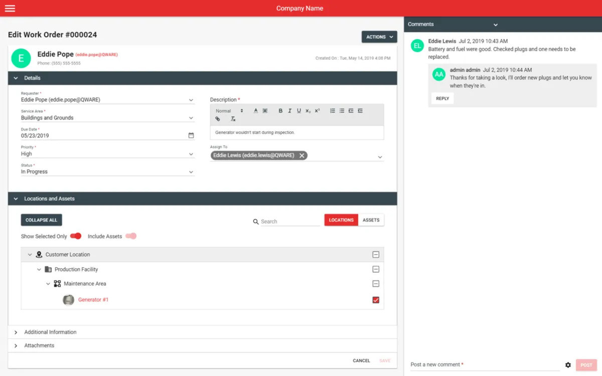 Interface Q Ware CMMS: fonctionnalités, prix, alternatives