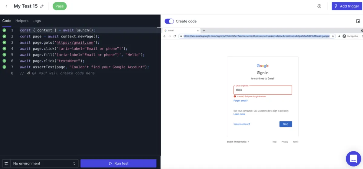 Interface QA Wolf: fonctionnalités, prix, alternatives