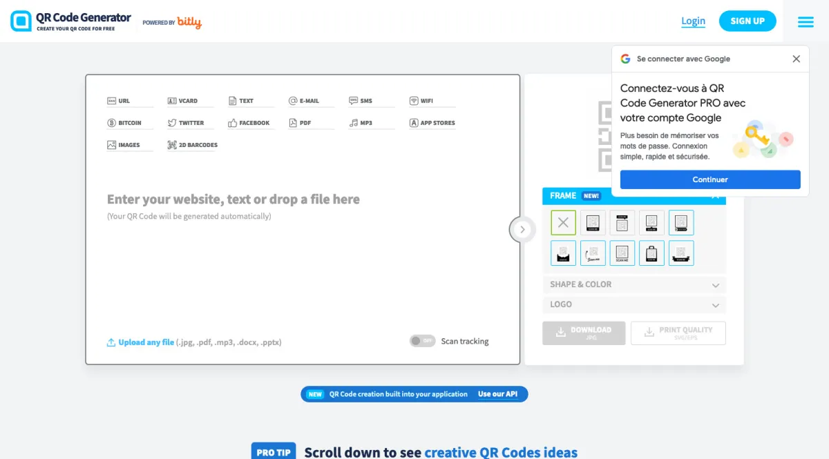 Interface Qr Code Creator : image, ergonomie, alternatives