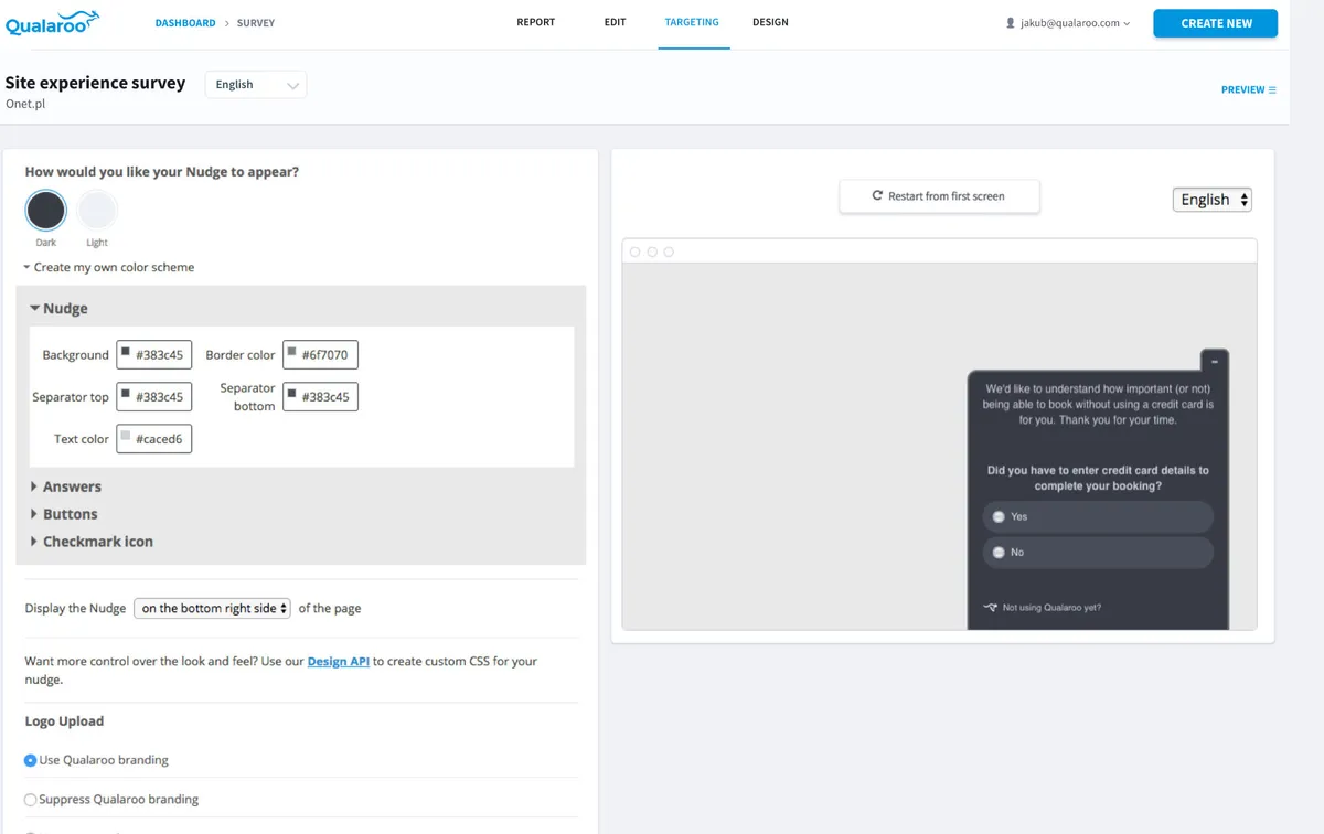 Interface Qualaroo: fonctionnalités, prix, alternatives Interface Qualaroo: fonctionnalités, prix, alternatives