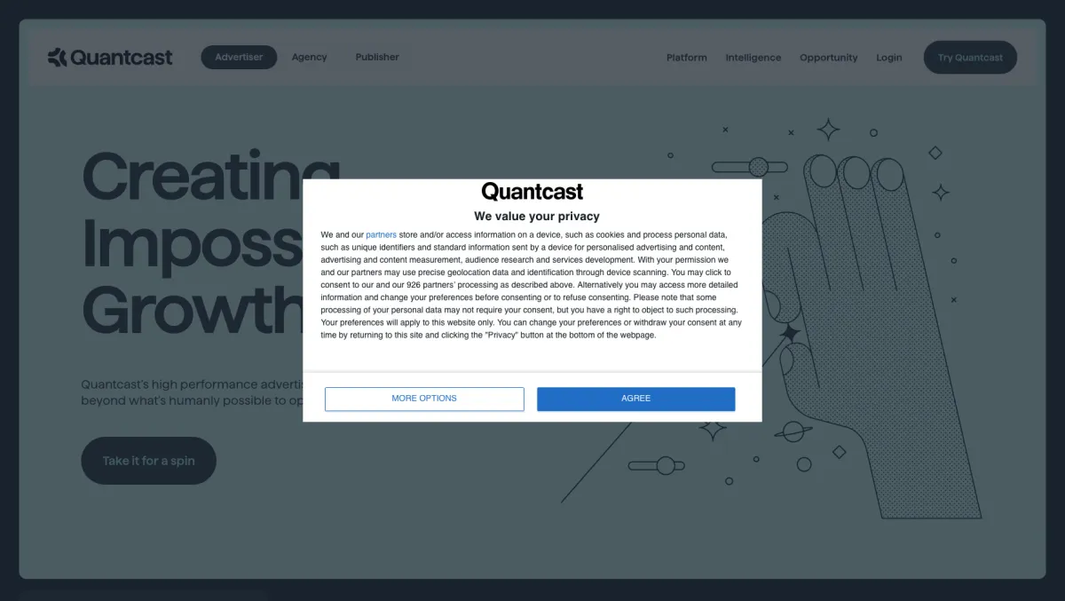 Interface Quantcast Choice : fonctionnalités, prix, alternatives