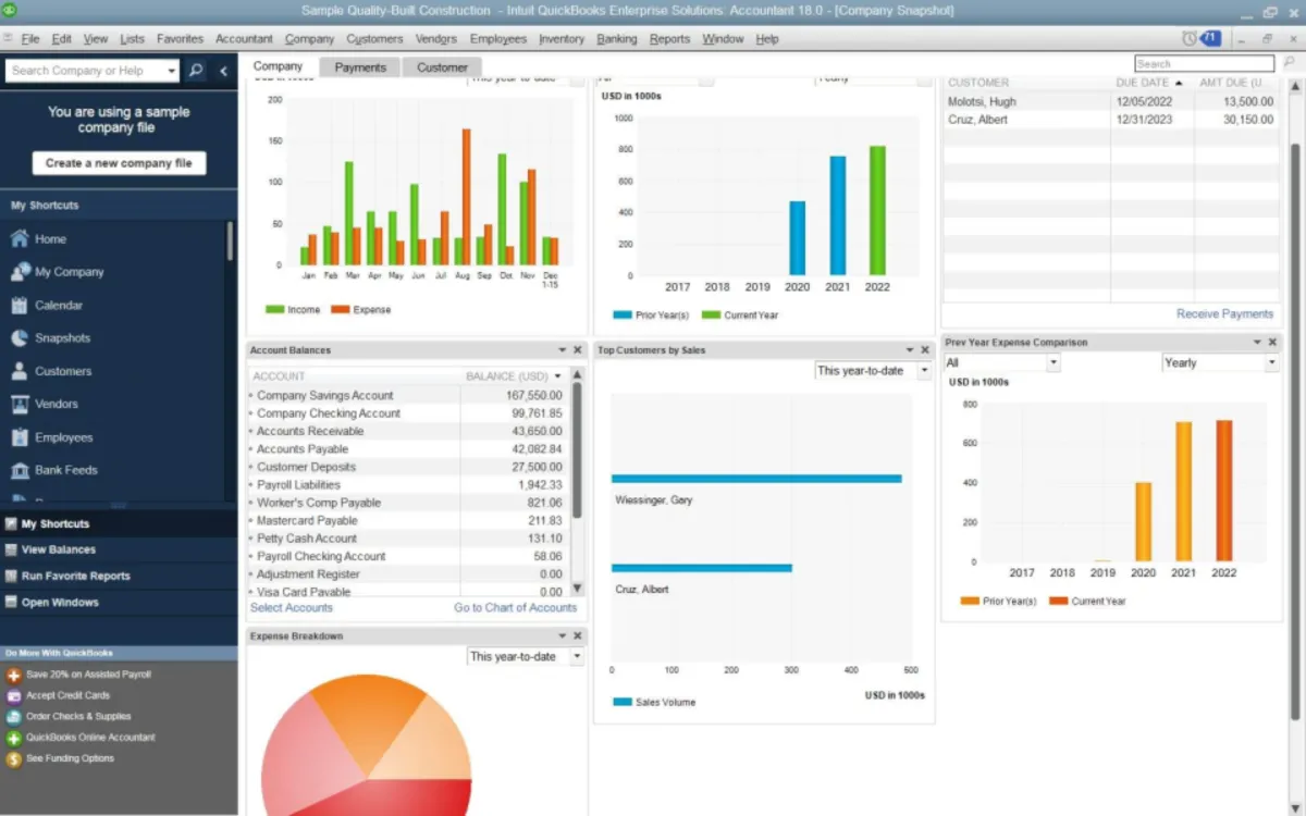 QuickBooks Desktop Enterprise: avis sur le logiciel de comptabilité: fonctionnalités, avantages, inconvénients et tarifs