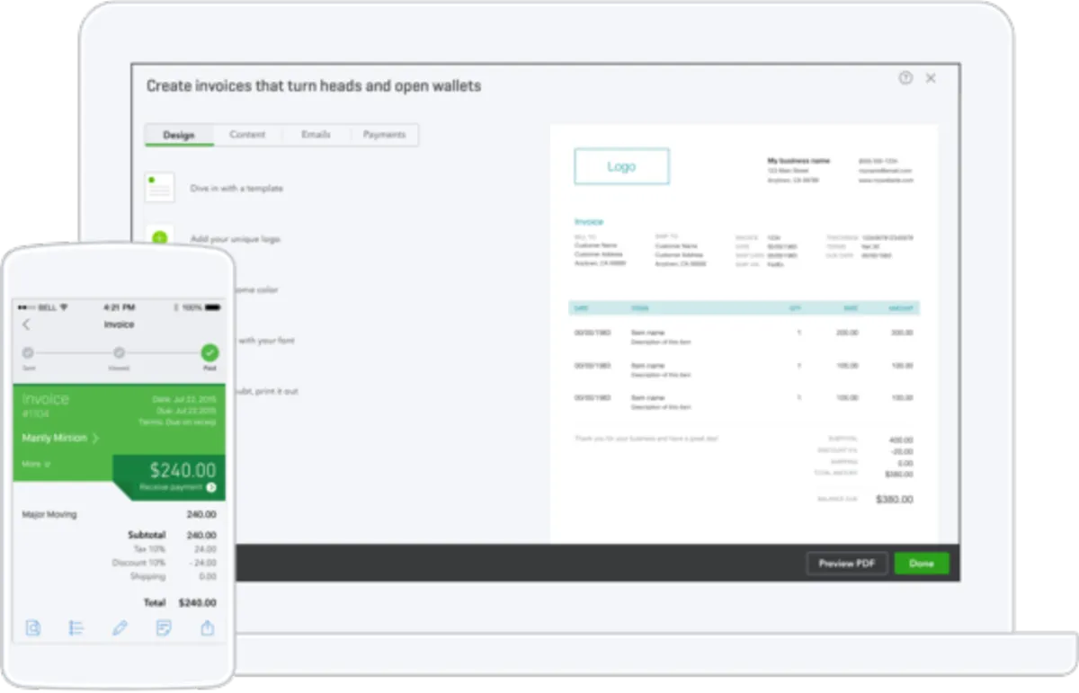 Interface QuickBooks Online: image, ergonomie, alternatives