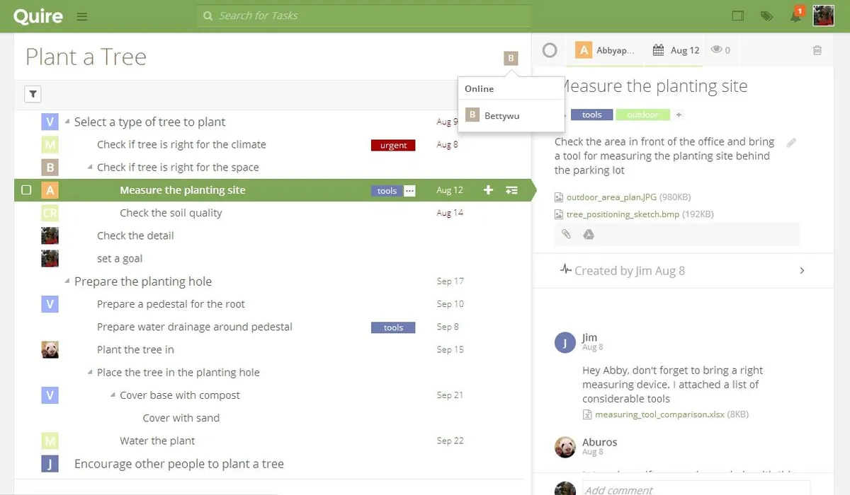 Interface Quire: fonctionnalités, prix, alternatives