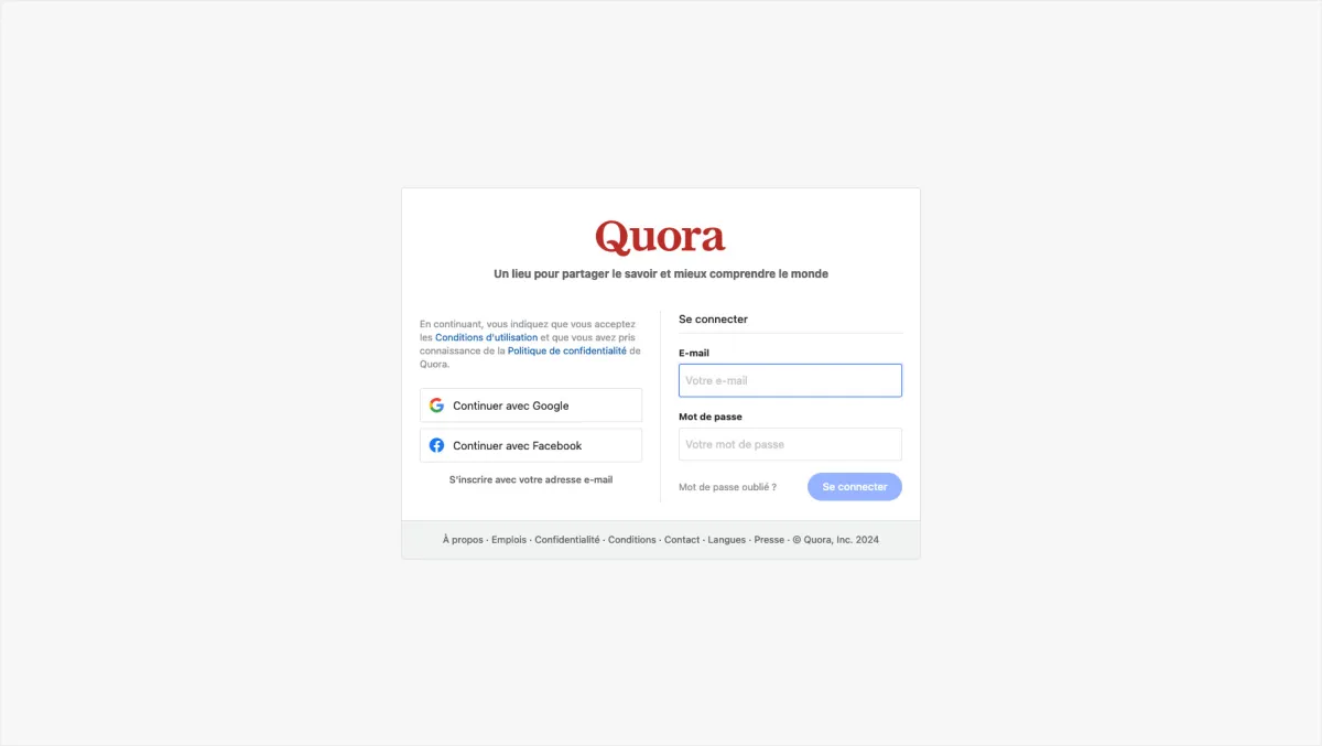 Interface Quora : image, ergonomie, alternatives