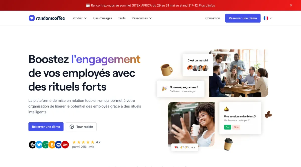 Interface RandomCoffee : fonctionnalités, prix, alternatives