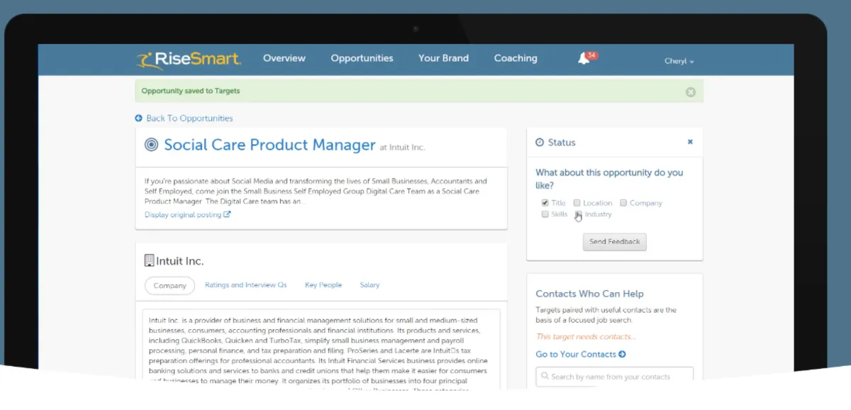 Interface Randstad RiseSmart: fonctionnalités, prix, alternatives