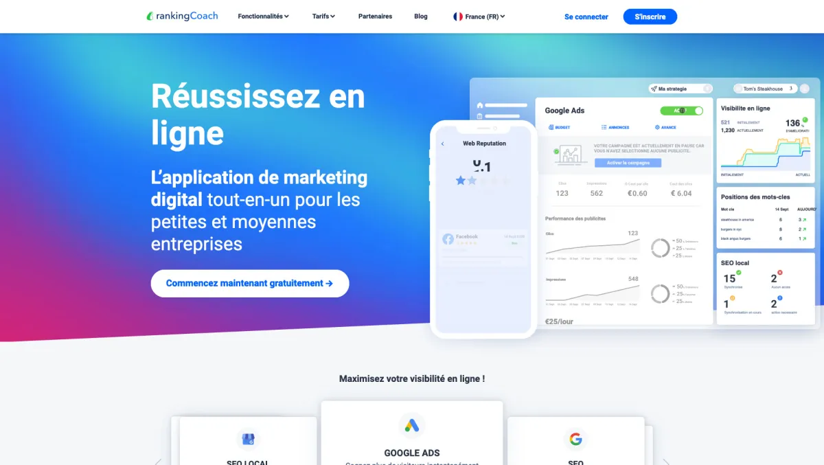 Interface Rankingcoach : fonctionnalités, prix, alternatives